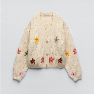 Zara Floral Embroidered Cardigan